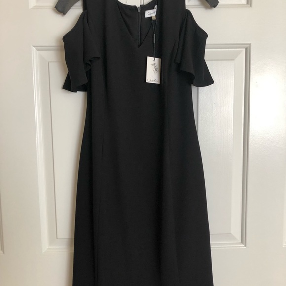 Calvin Klein Cold Shoulder Black Dress / Size 6 / NEW - Picture 8 of 9